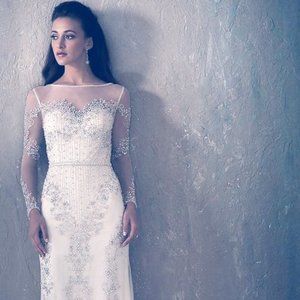 Adrianna Papell Platinum Jewel Ornate Bridal Gown